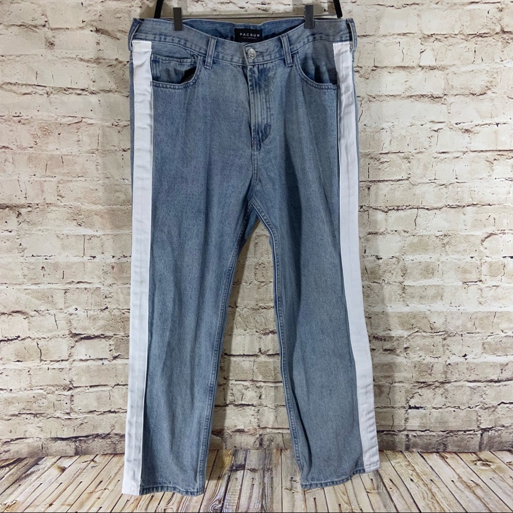 Pacific Sunwear medium wash white stripe slim 36